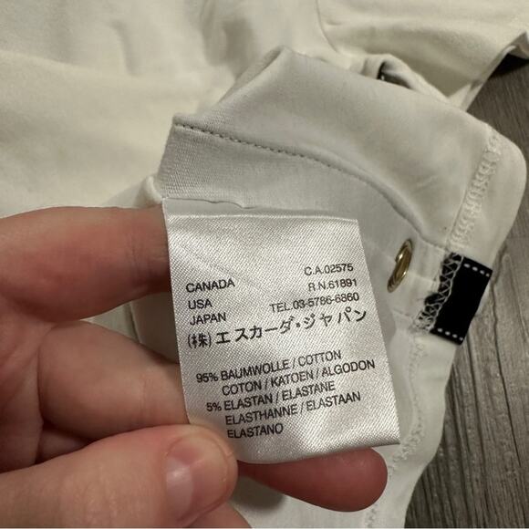 Escada Sport White & Black Short Sleeve V Neckline Tee Shirt Size L - Picture 7 of 10